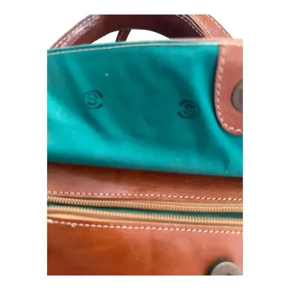 Vintage Brown Leather Satchel Tote Business Bag with Detachable Shoulder Strap - Picture 7 of 16